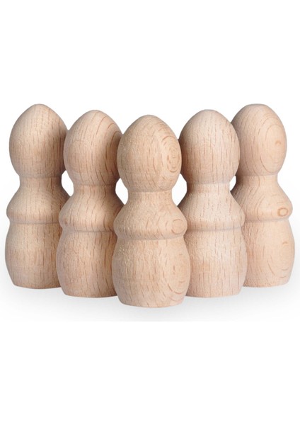 Montessori Toys Ahşap El Yapımı Peg Bebek 6'lı Boyama Seti Fırça Boya Dahil -PEG17-7,5CM