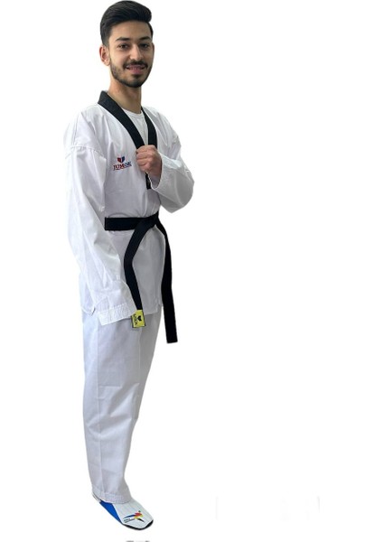 Siyah Yaka Fitilli Taekwondo Elbisesi Dobok