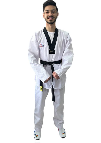 Siyah Yaka Fitilli Taekwondo Elbisesi Dobok