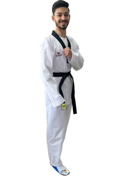 Siyah Yaka Fitilli Taekwondo Elbisesi Dobok