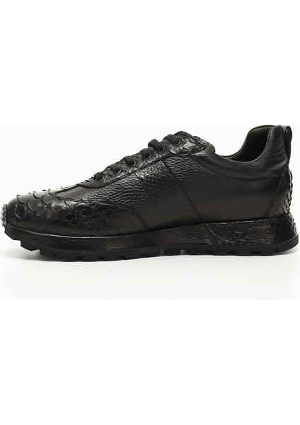 Erkek Siyah Bağcıklı Hakiki Deri Comfort Sneaker modelleri