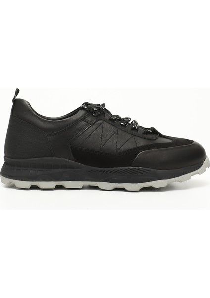 Erkek Siyah Bağcıklı Hakiki Deri Comfort Sneaker