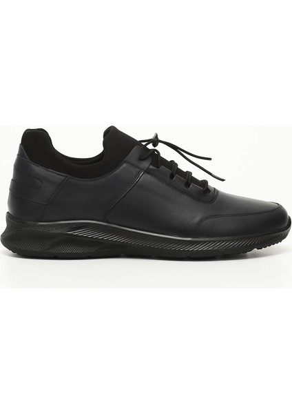 Erkek Lacivert Bağcıklı Hakiki Deri Comfort Sneaker