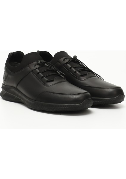 Erkek Siyah Bağcıklı Hakiki Deri Comfort Sneaker modelleri