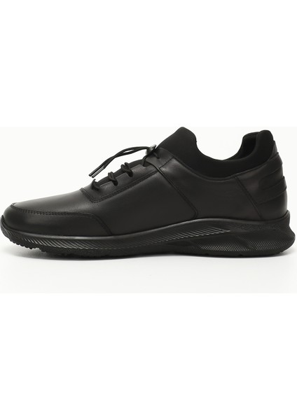 Erkek Siyah Bağcıklı Hakiki Deri Comfort Sneaker fırsatları