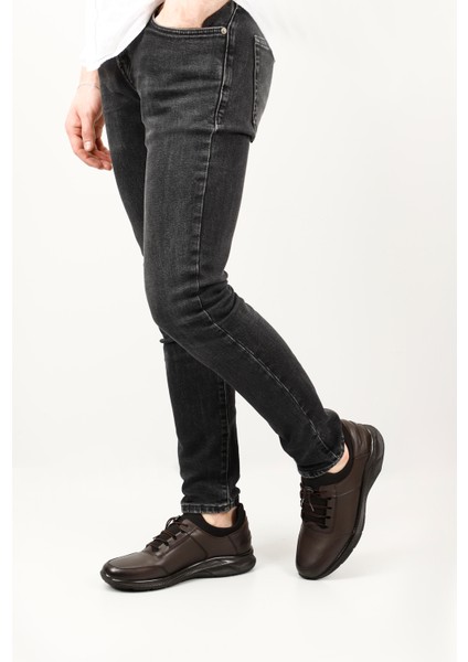 Erkek Kahverengi Bağcıklı Hakiki Deri Comfort Sneaker fiyatları