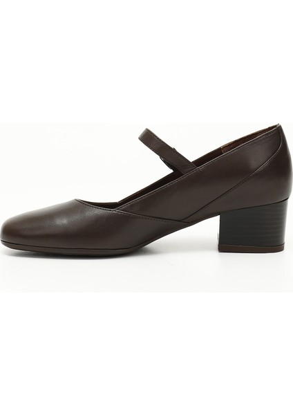 Kadın Kahve Antik Kısa Kalın Topuklu Mary Jane Hakiki Deri Ayakkabı fırsatları