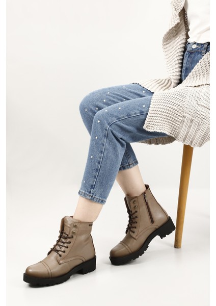 Kadın Vizon Fermuarlı Kauçuk Taban Hakiki Deri Postal Bot fiyatları