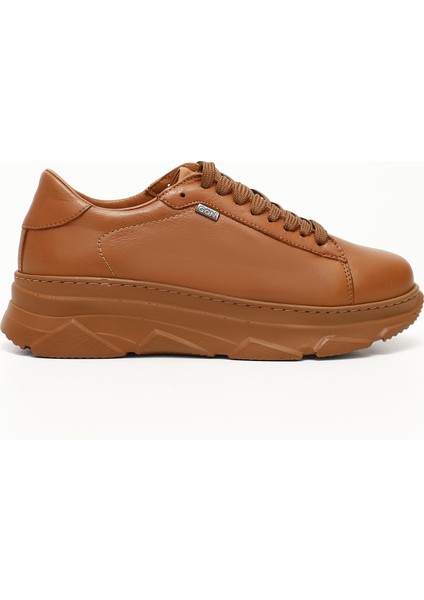 Kadın Bağcıklı Dolgu Taban Hakiki Deri Sneaker
