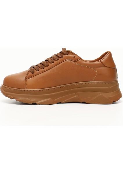 Kadın Bağcıklı Dolgu Taban Hakiki Deri Sneaker