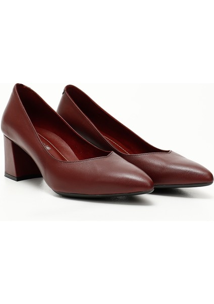 Gön Hakiki Deri Sivri Burun Orta Kalın Topuklu Kadın Ayakkabı 24170 modelleri