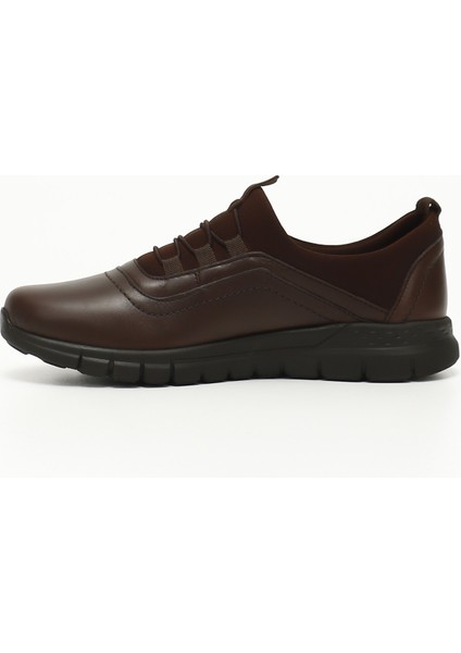 Kadın Kahverengi Lastik Bağcıklı Hakiki Deri Comfort Sneaker fırsatları