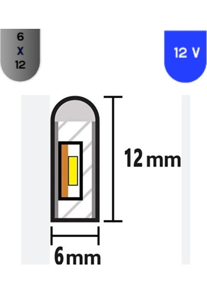 12 Volt 6X12 mm 120 Ledli Esnek Neon LED Yeşil Işık 5 Metre IP65