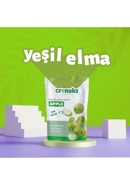 Premium Çıtır Yeşil Elma Cipsi %100 Doğal Ve Katkısız - Dondurularak Kurutulmuş Freeze Dried Kuru Yeşil Elma