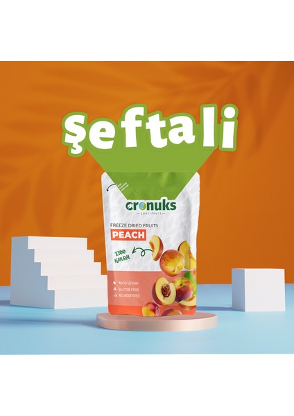 Premium Çıtır Şeftali Cipsi %100 Doğal Ve Katkısız - Dondurularak Kurutulmuş Freeze Dried Kuru Şeftali