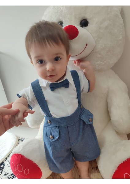 Diji Baby 9-12-18-24 Ay Papyonlu Gömlek 2li Erkek Bebek Salopet Takımı