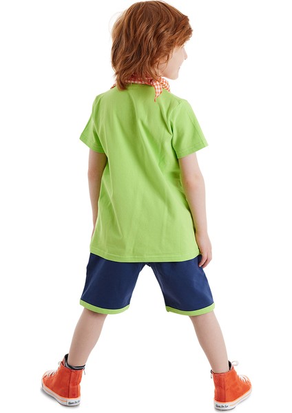 3d Yeşil Korsan Çocuk T-shirt Şort Bandana Takım