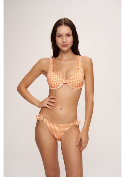Cece Fırfırlı Balenli Kalın Askılı Bikini Takımı Mandarin