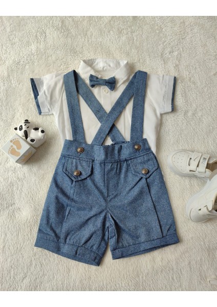 9-12-18-24 Ay Papyonlu Gömlek 2li Erkek Bebek Salopet Takımı fiyatları
