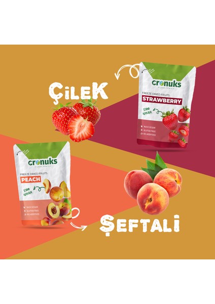 Freeze Dried 2'li Sezonluk Paket Çilek - Şeftali