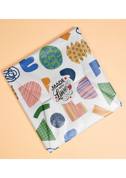 Made With Love Ambalaj Kargo Hediye Paketleme Etiketi Model 7 - 100 Adet 4cm modelleri