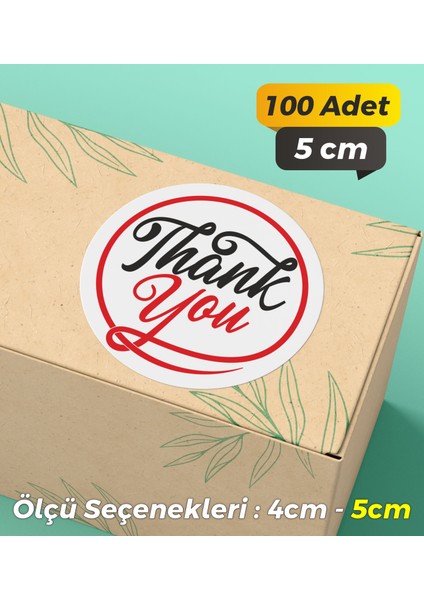Thank You Ambalaj Kargo Hediye Paketleme Etiketi Model 11 - 100 Adet 5cm