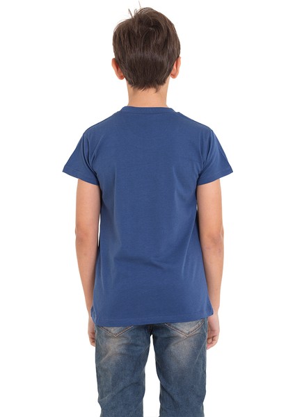 Koyu Mavi Long Baskılı Bisiklet Yaka 13-16 Yaş Tişört 2012-7 fiyatları