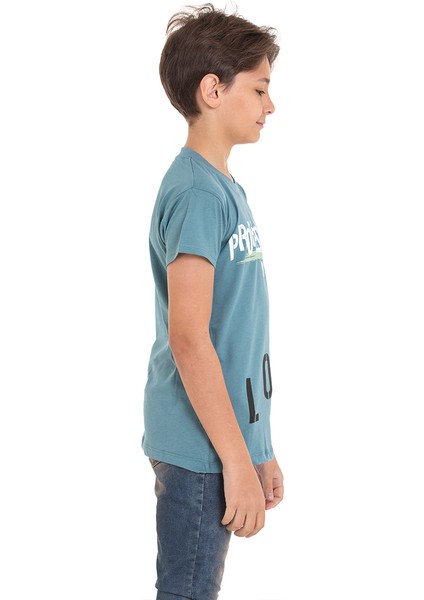 Turkuaz Long Baskılı Bisiklet Yaka 13-16 Yaş Tişört 2012-6 modelleri