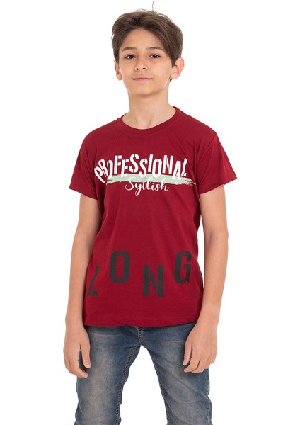 Bordo Long Baskılı Bisiklet Yaka 13-16 Yaş Tişört 2012-5 modelleri