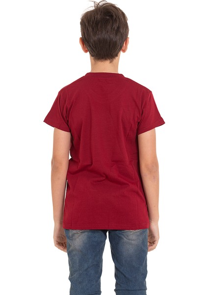 Bordo Achive Baskılı Bisiklet Yaka 13-16 Yaş Tişört 2011-3 fiyatları