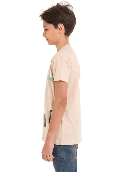 Bej Long Baskılı Bisiklet Yaka 13-16 Yaş Tişört 2012-2 modelleri