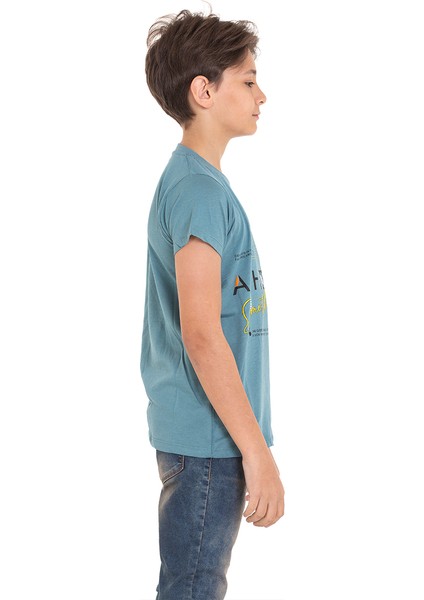 Açık Mavi Achive Baskılı Bisiklet Yaka 13-16 Yaş Tişört 2011-1 fırsatları