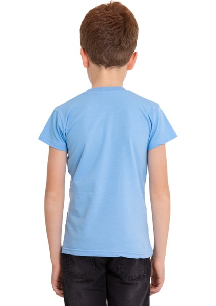 Açık Mavi Bronx Baskılı Bisiklet Yaka 5-16 Yaş Tişört 2005-5 fiyatları