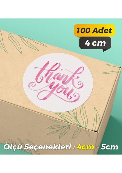 Thank You Ambalaj Kargo Hediye Paketleme Etiketi Model 20 - 100 Adet 4cm