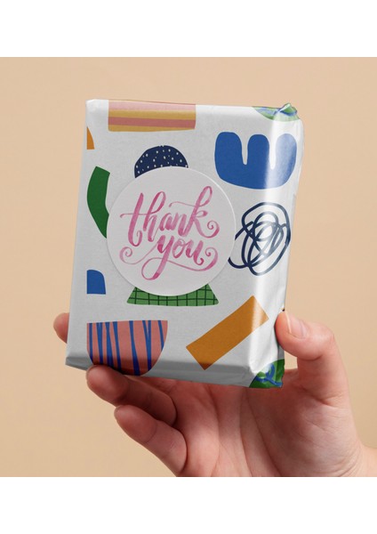 Thank You Ambalaj Kargo Hediye Paketleme Etiketi Model 20 - 100 Adet 4cm