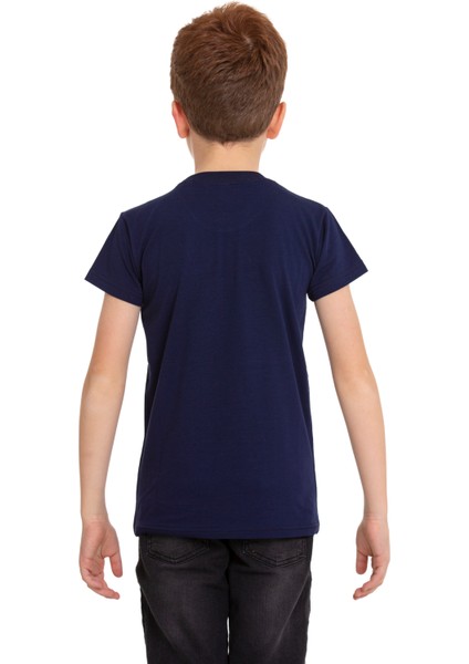 Lacivert Courage Baskılı Bisiklet Yaka 5-16 Yaş Tişört 2007-6 fiyatları