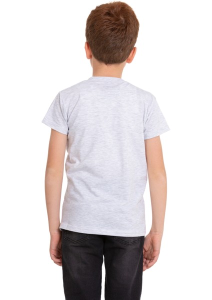 Açık Gri Courage Baskılı Bisiklet Yaka 5-16 Yaş Tişört 2007-2 fiyatları