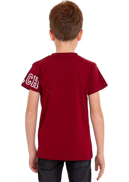 Kırmızı Harf Baskılı Bisiklet Yaka 5-16 Yaş Tişört 2006-5 fiyatları