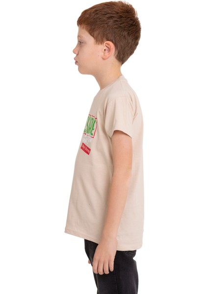 Bej Bronx Baskılı Bisiklet Yaka 5-16 Yaş Tişört 2005-8 fırsatları