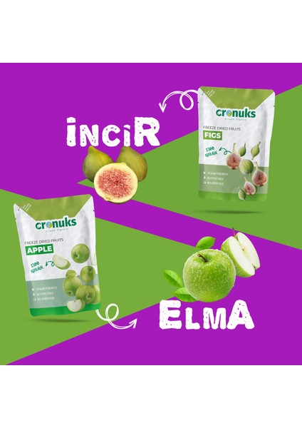 Freeze Dried 2'li Yeşil Meyveler Incir - Elma