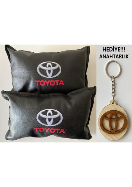 Toyota Logolu 2'li Oto Boyun Yastığı, Hediye!!! Araç Marka Logolu Anahtarlık