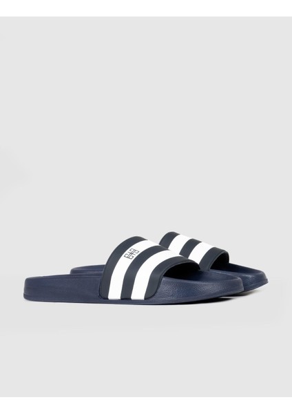 Lacivert - Beyaz Kauçuk Tabanlı Erkek Terlik