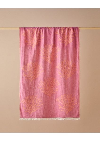 Coral Pamuklu Torba Peştamal Fuşya-Turuncu