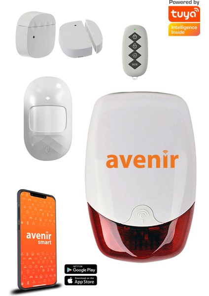 AV-02WF Wifi Akıllı Ev Alarm Sistem Seti (1 Kapı/pencere Sensörü) (1pır) (1kumanda)