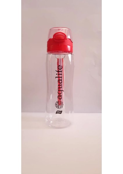 Titiz Tuşlu Otomatik Kapak Matara - Pipetli Suluk - Bpa Free - Şeffaf Matara - Su Matarası