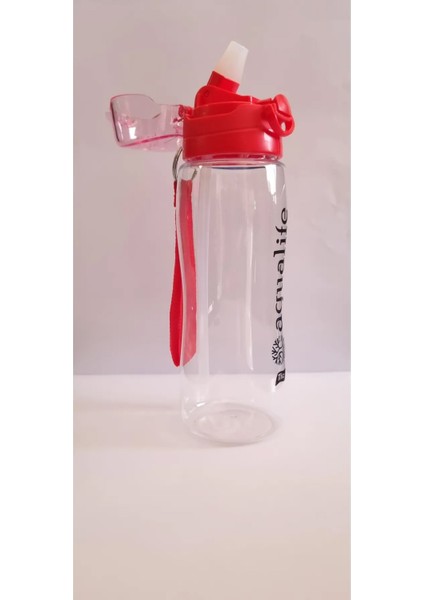 Titiz Tuşlu Otomatik Kapak Matara - Pipetli Suluk - Bpa Free - Şeffaf Matara - Su Matarası