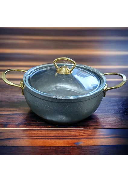 Bio Granit Gold Kulplu Derin Tencere 20 cm