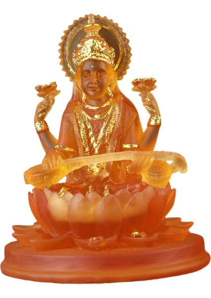 Lotus Figürleri Üzerinde Oturan Hindu Üstü Turuncu Için Hint Heykeli (Yurt Dışından)