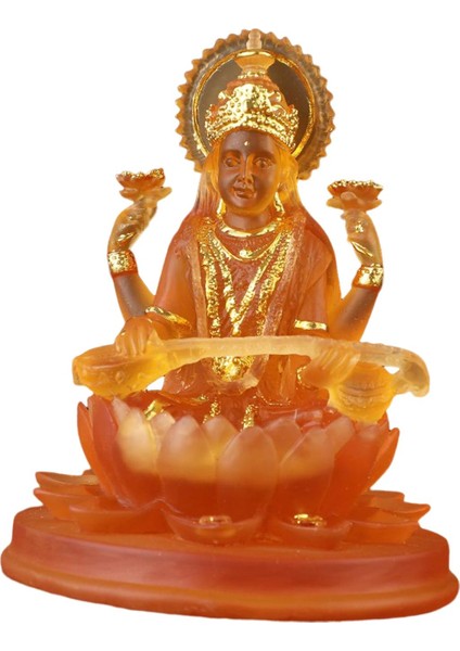 Lotus Figürleri Üzerinde Oturan Hindu Üstü Turuncu Için Hint Heykeli (Yurt Dışından) fiyatları