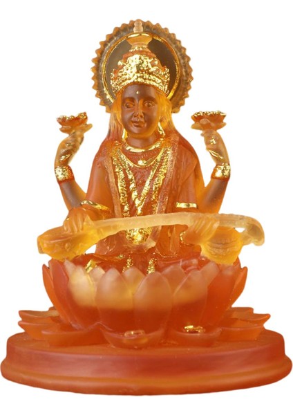 Lotus Figürleri Üzerinde Oturan Hindu Üstü Turuncu Için Hint Heykeli (Yurt Dışından) indirimleri